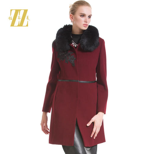 佐尔美新品冬羊毛大衣女新款毛领大码毛呢外套中长款E44ZH39 商品图0