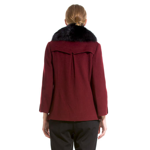 佐尔美新品狐狸毛领羊毛呢子短款中老年女士外套妈妈装E44ZH49 商品图1