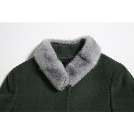 佐尔美冬季女装纯色修身毛领中长款羊毛呢子大衣外套E64ZO52 商品图1