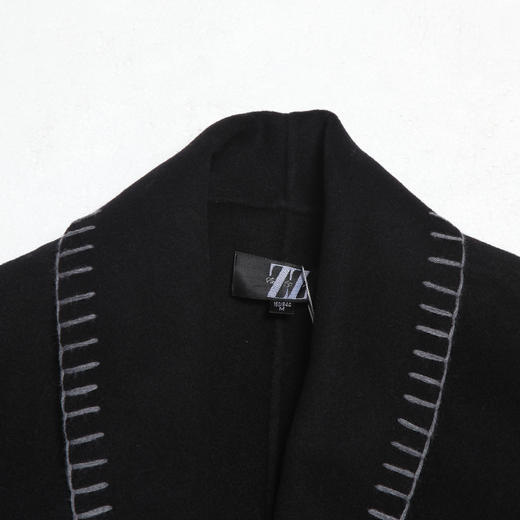 佐尔美ZZ 新品新款纯色羊毛双面呢女士中长款大衣E64SM05 商品图2