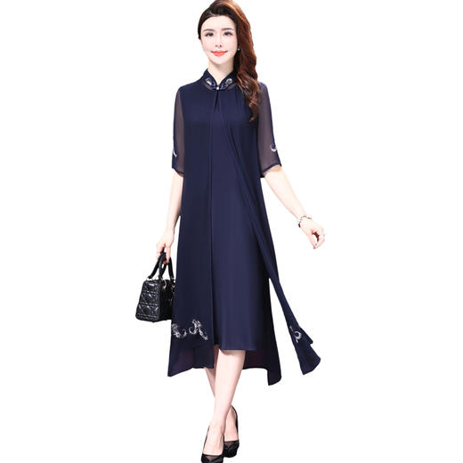 WXY-18175新款时尚两件套大码重磅桑蚕丝真丝连衣裙 商品图11