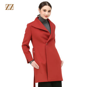 佐尔美新品冬季女装纯色百搭修身显瘦羊毛呢子大衣外套E74ZZ50