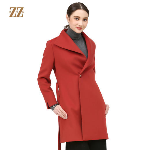 佐尔美新品冬季女装纯色百搭修身显瘦羊毛呢子大衣外套E74ZZ50 商品图0