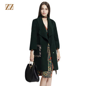 佐尔美冬季女装纯色修身显瘦九分袖羊毛大衣毛呢外套E64SM04