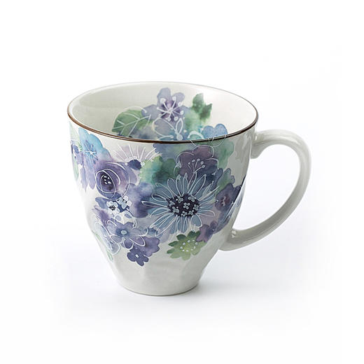 日本原产ceramic蓝美浓烧陶瓷茶杯水杯咖啡杯花工房1个装