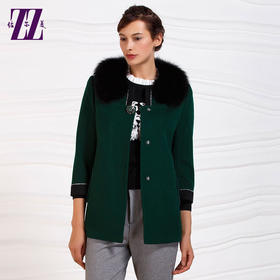 佐尔美毛领羊毛呢子大衣女新品呢子外套冬款E54ZH30