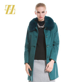 佐尔美冬装羊毛大衣女中长款修身毛呢外套毛领E44ZH58