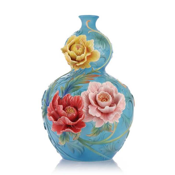 7f法蓝瓷花开富贵牡丹瓷瓶限量988pcs