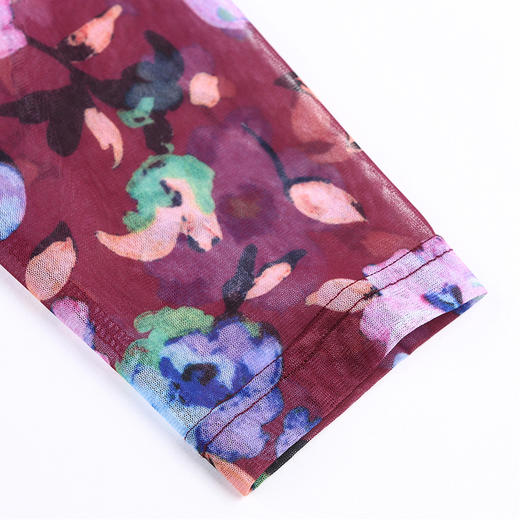 佐尔美新品春秋女装碎花印花拼接针织OL九分袖连衣裙短裙E63LL14 商品图2