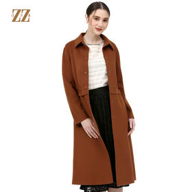 佐尔美冬女装纯色百搭修身双面呢羊毛山羊绒大衣外套E74SM34