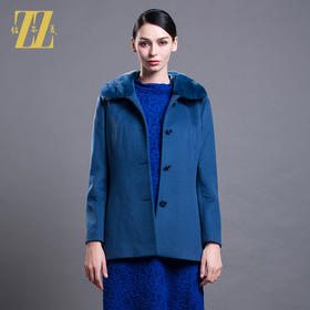 佐尔美冬季毛领纯色修身显瘦羊毛大衣单排扣外套女E54ZT19