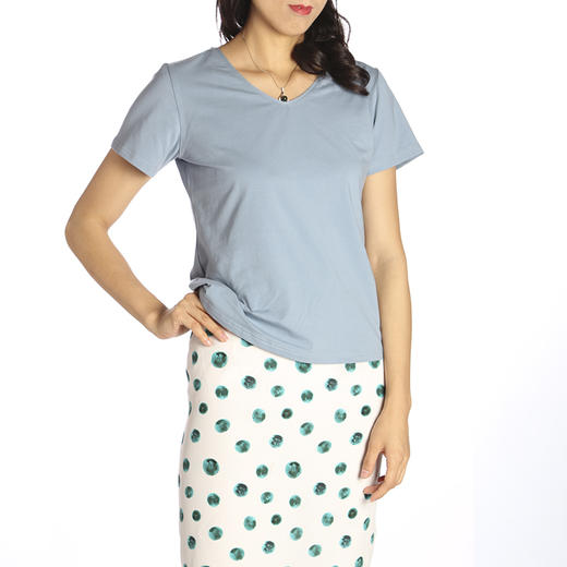 丁摩 纯棉短袖显瘦V领T恤18-02DB99-24.05.31 商品图2