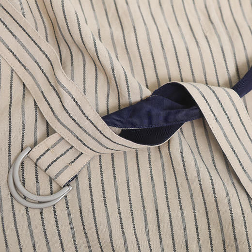 佐尔美秋季新款潮流条纹西装领长袖收腰长风衣E93FC14 商品图2