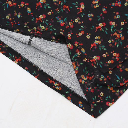 佐尔美秋装女新款黑色碎花修身秋冬长袖束腰连衣裙E73LL31 商品图3