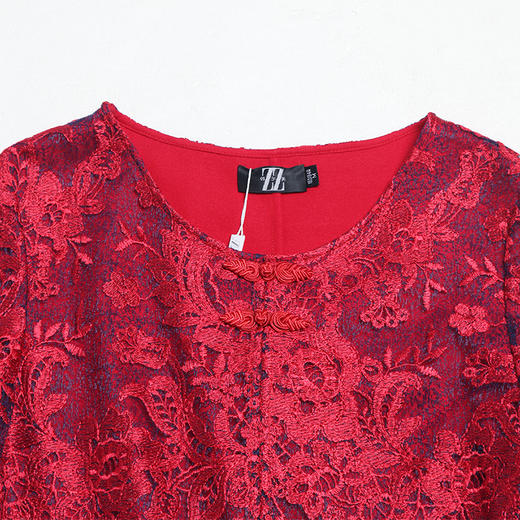 佐尔美新品初秋新品气质镂空优雅复古中长袖蕾丝连衣裙E81LL11 商品图1