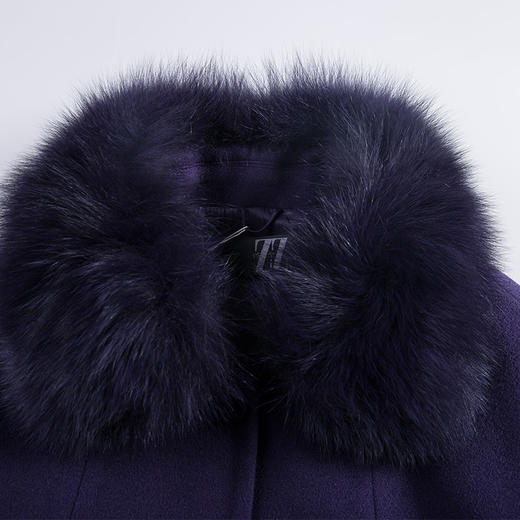 佐尔美冬季新款修身羊毛大衣单排扣毛领纯色外套女E54ZH16 商品图2