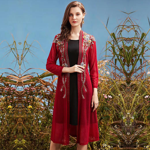 MY-PM202017中国风复古大码透视长袖披风外套薄款防晒衣 商品图0