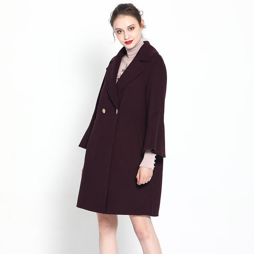 佐尔美ZZ 新品反季纯色简约宽松女士中长款双面呢大衣E74SM19 商品图1