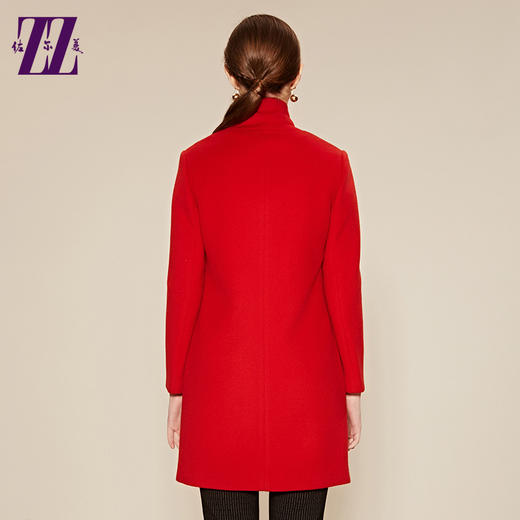 佐尔美秋冬新款女装毛呢外套女中长款修身毛大衣女大红E64ZZ31 商品图1