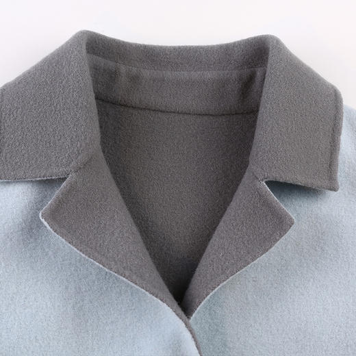 佐尔美新款羊毛双面毛呢女英伦开衫拼接修身上衣外套女E64SM22 商品图2