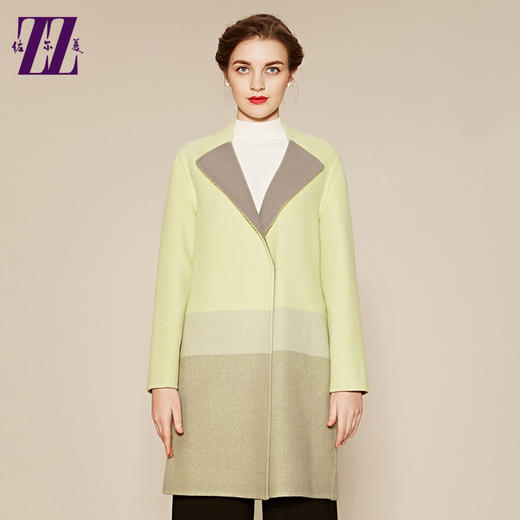 佐尔美春秋季女装直筒修身羊毛拼接英伦开衫毛呢上衣外套E64SM21 商品图1