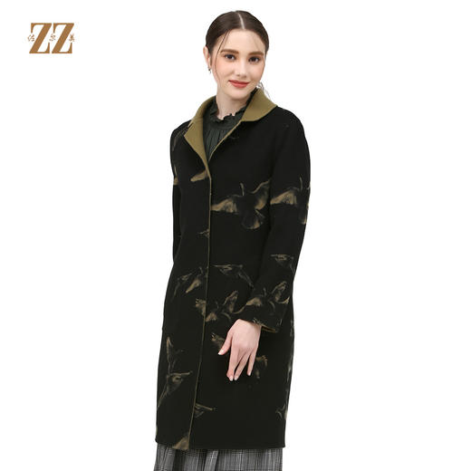 佐尔美冬季新品女士羊毛双面呢中长款大衣两面可穿E74SM18 商品图0