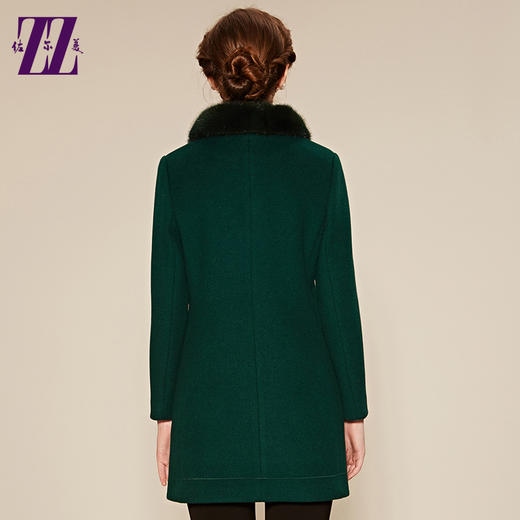 佐尔美冬季新款羊毛呢外套女中长款圆领毛领呢大衣E64ZO32 商品图1