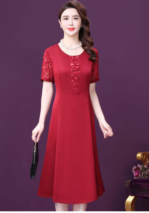 WXY-611109真丝新款夏婚礼宴会显年轻大码桑蚕丝礼服 商品图1