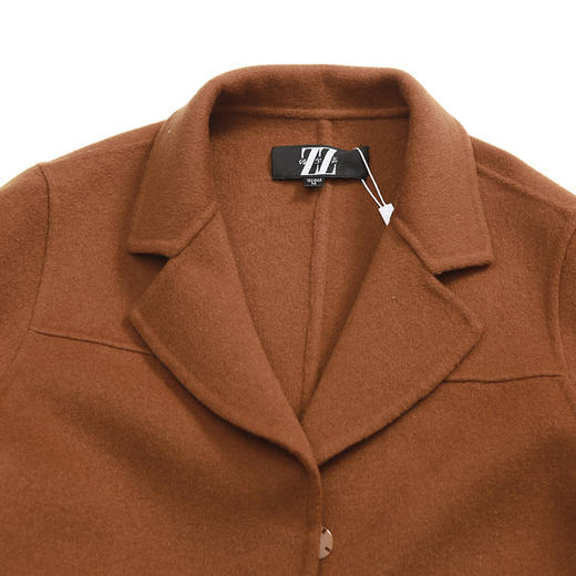 佐尔美新品冬女装纯色百搭修身双面呢羊毛山羊绒大衣外套E74SM32 商品图1