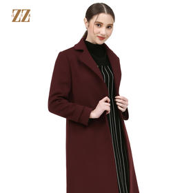 佐尔美冬季新品女士纯色中长款修身羊毛外套E74ZZ33