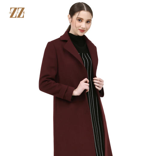 佐尔美冬季新品女士纯色中长款修身羊毛外套E74ZZ33 商品图0