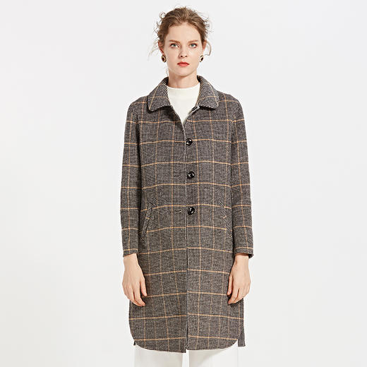 佐尔美新品秋冬新品 潮流格纹中老年羊毛双面呢大衣E84SM08 商品图1
