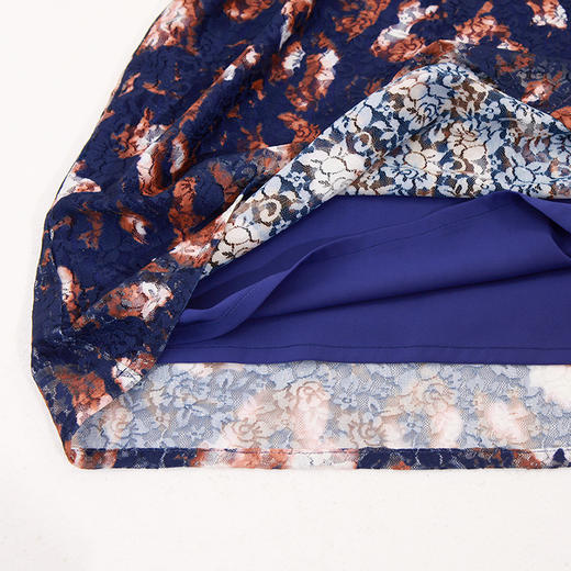 佐尔美秋季女装新品碎花蕾丝修身收腰显瘦中袖连衣裙E73LL17 商品图3