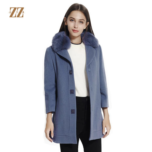 佐尔美秋冬新品羊毛大衣毛领中长款呢外套两色可选E64ZH48 商品图0