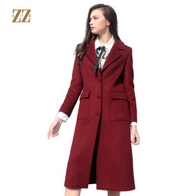 佐尔美冬季新品纯色气质休闲中老年女士过膝长款羊毛大衣E84ZZ45