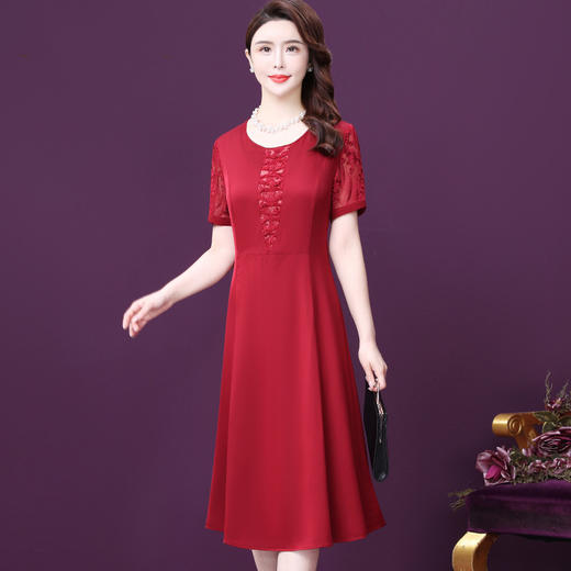 WXY-611109真丝新款夏婚礼宴会显年轻大码桑蚕丝礼服 商品图0