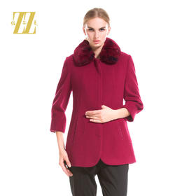 佐尔美冬季中短款羊毛大衣毛领呢子女装外套晚秋E44ZT38