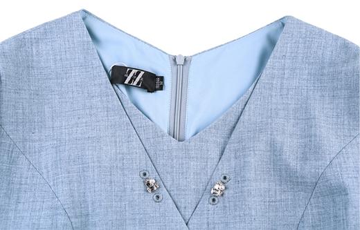 佐尔美春秋女装纯色简约舒适清新直筒五分袖连衣裙OL中裙E63LL15A 商品图1