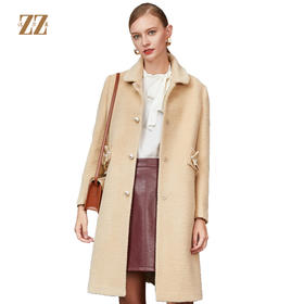 佐尔美新品冬季新品纯色中老年气质中长款毛呢外套E84ZZ30