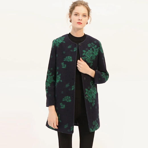 佐尔美新品秋冬新品中老年女士羊毛短款拼色外套E74ZZ38 商品图1