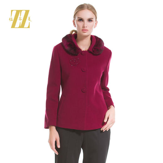 佐尔美羊毛呢子外套短款毛领羊毛大衣 毛呢外套女E44ZT73 商品图0