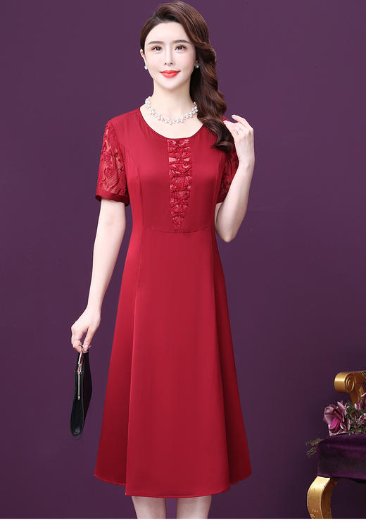 WXY-611109真丝新款夏婚礼宴会显年轻大码桑蚕丝礼服 商品图3