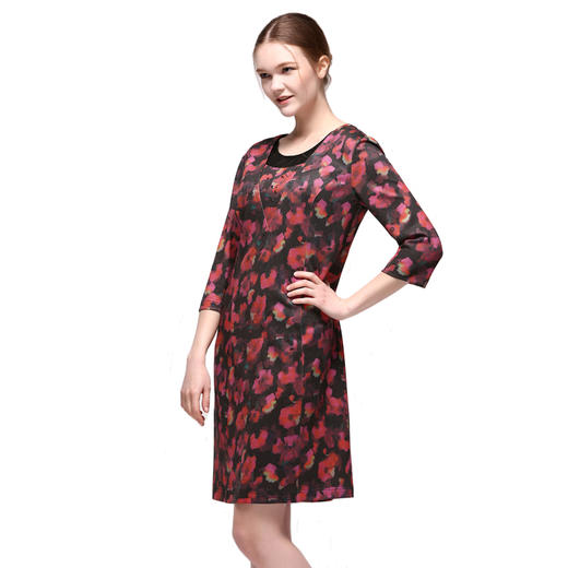 佐尔美春秋女装印花碎花修身显瘦度假风七分袖连衣裙E71LL16 商品图1