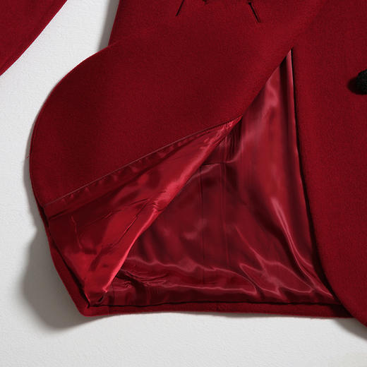 佐尔美新品秋冬新品纯色单排扣印花领中长款毛呢外套E64ZZ28 商品图4