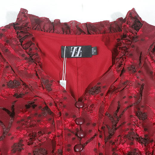 佐尔美春秋季新款潮流时尚蕾丝绣花网纱改良旗袍连衣裙E83LL33 商品图2