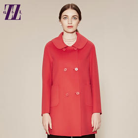 佐尔美冬季新品保暖双面羊毛呢女外套中老年大码大衣E64SM15