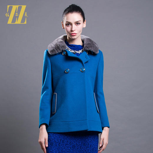 佐尔美冬季新款毛领纯色修身显瘦女士羊毛大衣外套女E54ZT31 商品图0
