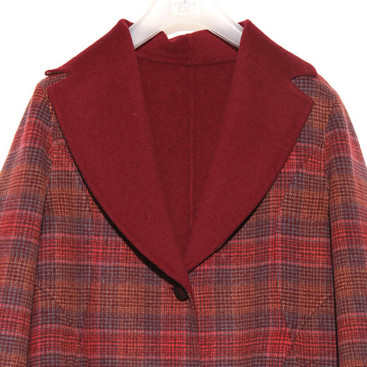 佐尔美新品秋冬新品 中老年格纹长款两面穿羊毛双面呢大衣E84SM13 商品图2