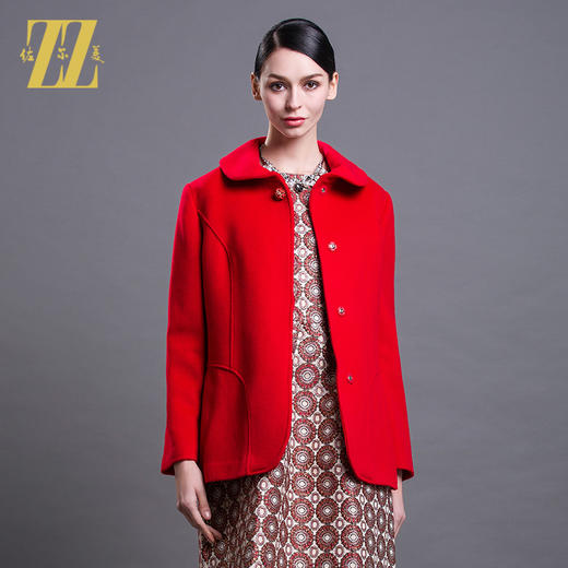 佐尔美冬季新款纯色单排扣修身显瘦羊毛大衣外套女E54ZD07 商品图0