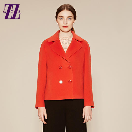 佐尔美新品冬季女装短款毛呢双排扣西装领呢子大衣外套E64ZD25 商品图0
